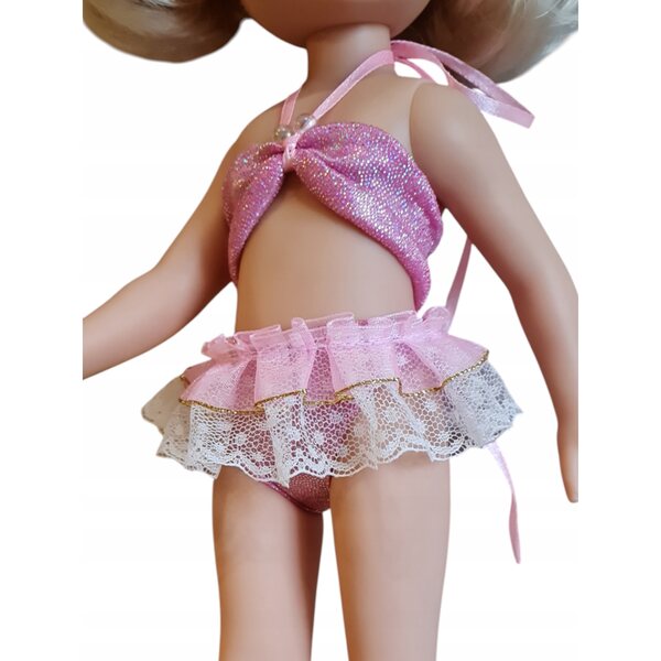 Costume da bagno rosa per bambola Paola Reina 32 cm completo top e slip