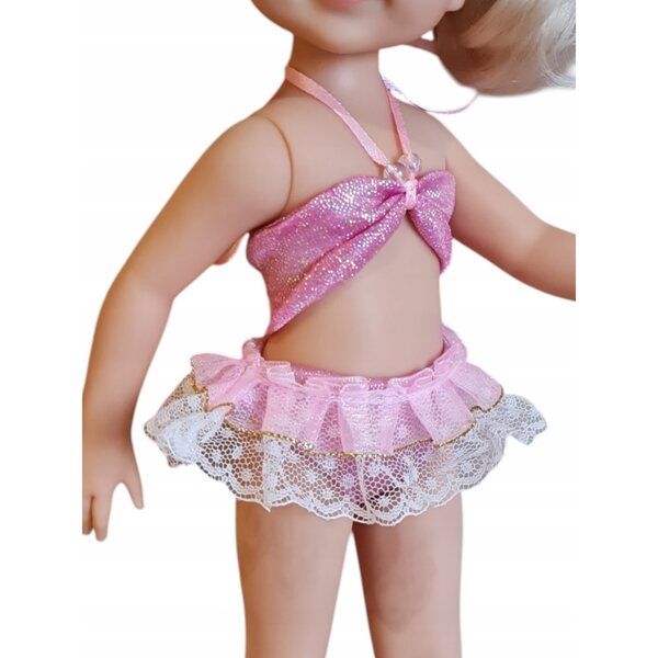 Costume da bagno rosa per bambola Paola Reina 32 cm completo top e slip