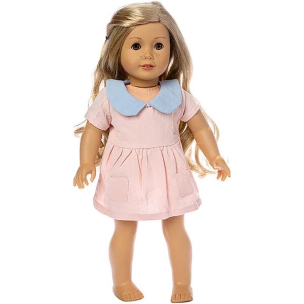 Rosa Kleid für 18-Zoll-Puppen – elastisches Kleid für amerikanische Puppen 43–46 cm