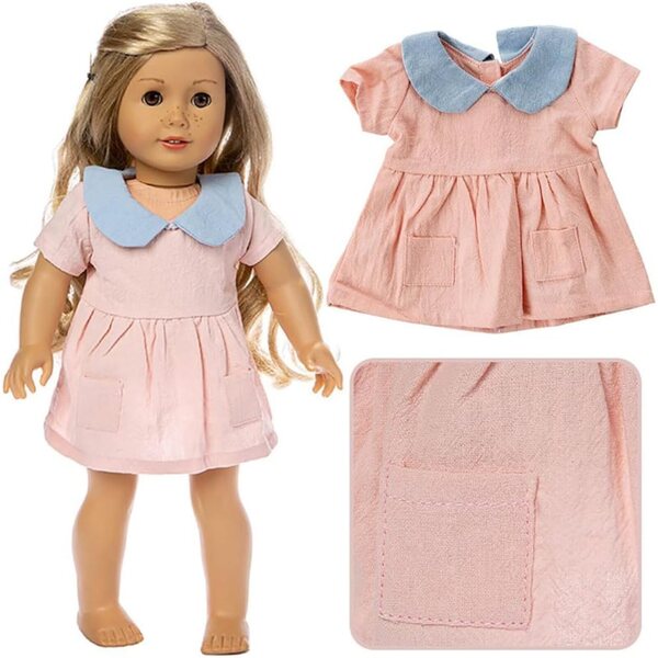 Rosa Kleid für 18-Zoll-Puppen – elastisches Kleid für amerikanische Puppen 43–46 cm