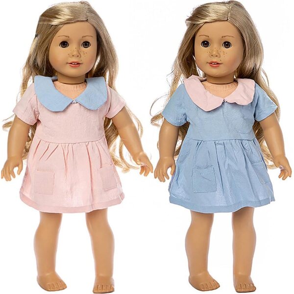 Rosa Kleid für 18-Zoll-Puppen – elastisches Kleid für amerikanische Puppen 43–46 cm