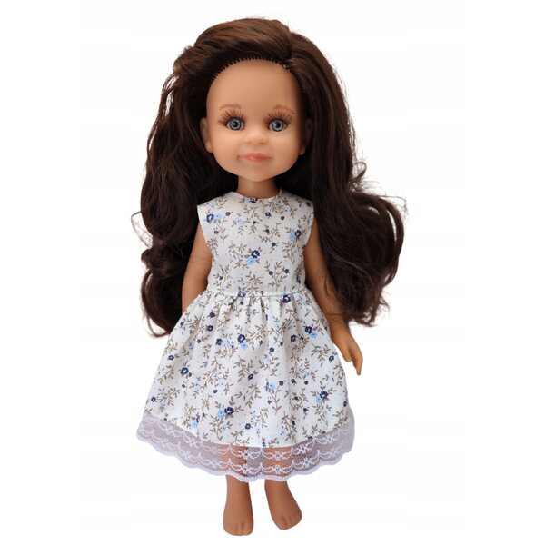 Kleid für Paola Reina 32 cm Puppe aus Baumwolle mit Spitze und Blumenmuster
