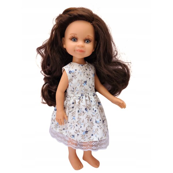Kleid für Paola Reina 32 cm Puppe aus Baumwolle mit Spitze und Blumenmuster
