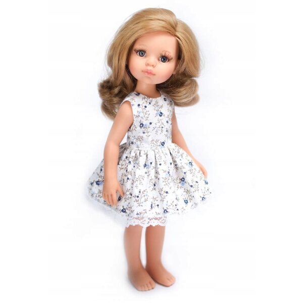 Kleid für Paola Reina 32 cm Puppe aus Baumwolle mit Spitze und Blumenmuster