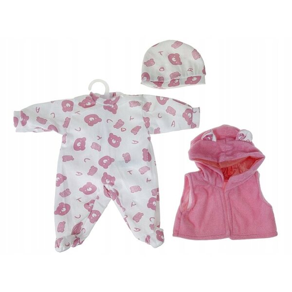 Kleidung für eine 45 cm große rosa Bärenpuppe, Set mit Weste und Hut