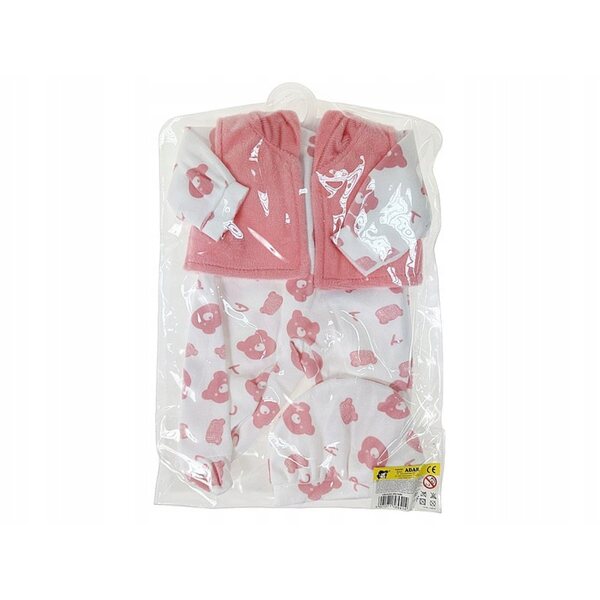 Kleidung für eine 45 cm große rosa Bärenpuppe, Set mit Weste und Hut