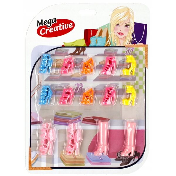 Set mit 7 Paar Schuhen für Mega Creative-Puppen – Kunststoffzubehör für Spiele