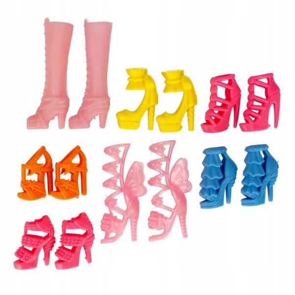 Set mit 7 Paar Schuhen für Mega Creative-Puppen – Kunststoffzubehör für Spiele