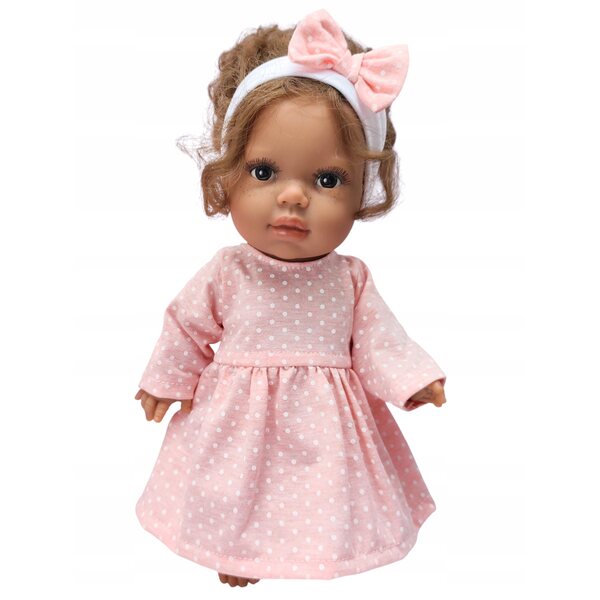 Kleidung für Puppe 34-38 cm Miniland Minikane rosa Kleid mit Stirnband