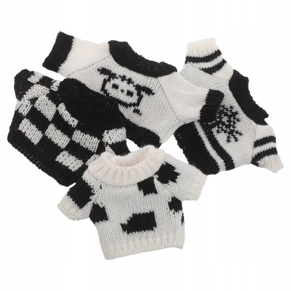 Set di 4 Mini Maglioni Nero-Bianchi per Bambole e Peluche Compatibili 30 cm
