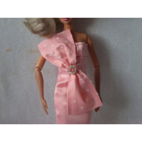 Elegantes rosa Abendkleid für Barbie-Puppen 29-39 cm mit Hut und Schuhen