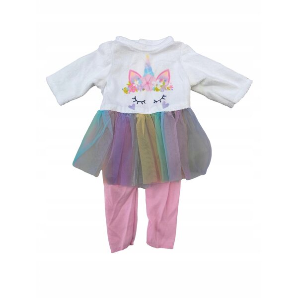 Abito da ballerina arcobaleno per bambola 45 cm con leggins rosa elastici