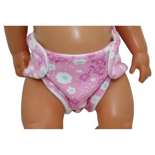 Pannolino ecologico riutilizzabile per bambola 41-44 cm Kwiatuszki Rosa