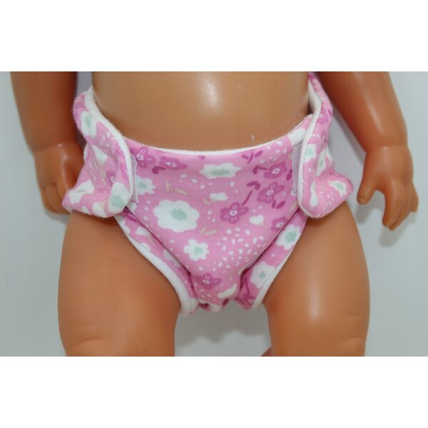Pannolino ecologico riutilizzabile per bambola 41-44 cm Kwiatuszki Rosa