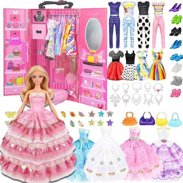 Set di abiti e accessori per bambole 11,5 pollici con armadio e 10 outfit