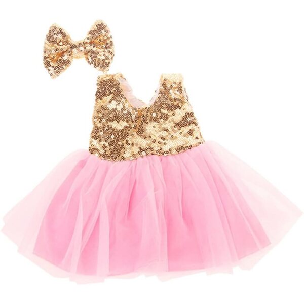 Paillettenkleid und Accessoires für 18-Zoll-Puppen, 2-teiliges Set Gold