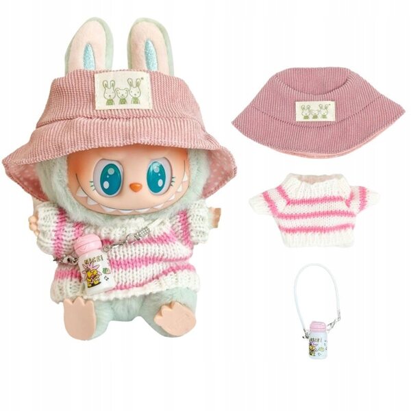 Bekleidungsset für 17-cm-Puppen mit Jacke, Hut und Flaschenzubehör