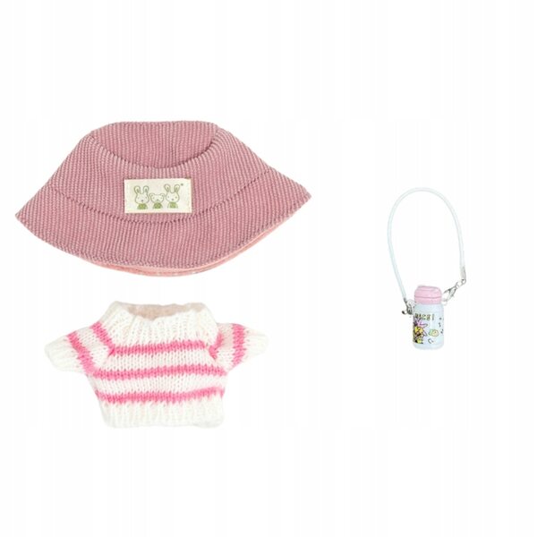 Bekleidungsset für 17-cm-Puppen mit Jacke, Hut und Flaschenzubehör
