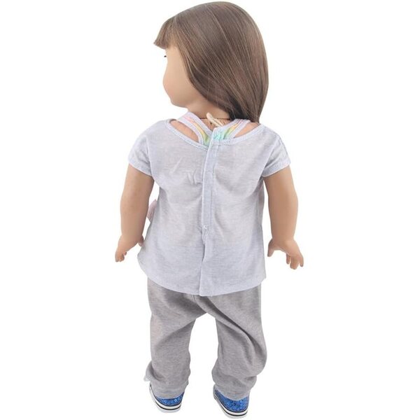 Kleidung für 18-Zoll-amerikanische Puppen – T-Shirt und Hose mit Kaninchenmuster