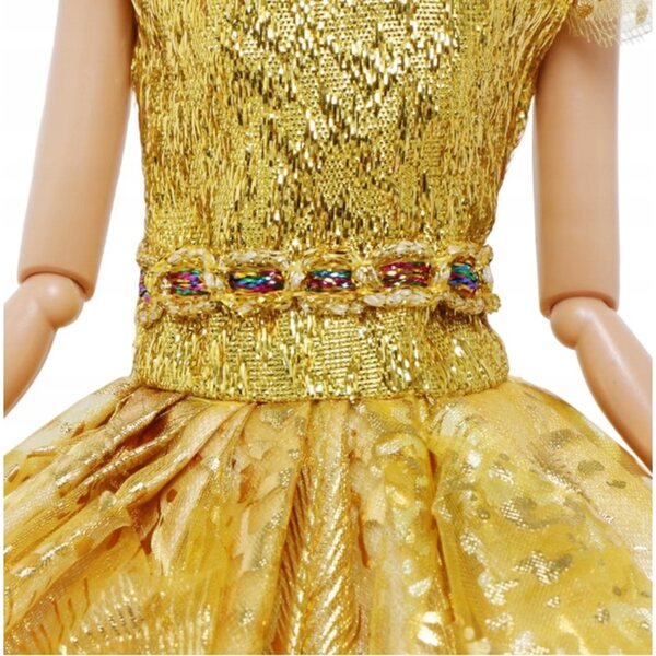 Goldenes Ballkleid für eine 28–39 cm große Puppe mit Schuhen und Halskette