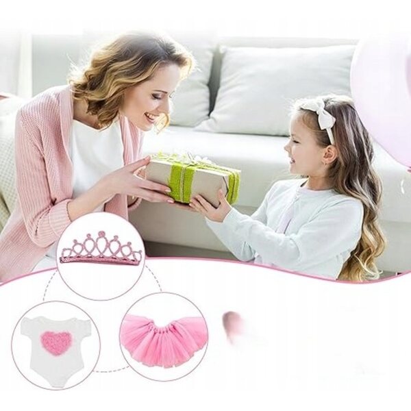Set vestiti per bambole 43 cm body e gonna con corona rosa e bianco