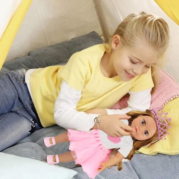 Set vestiti per bambole 43 cm body e gonna con corona rosa e bianco