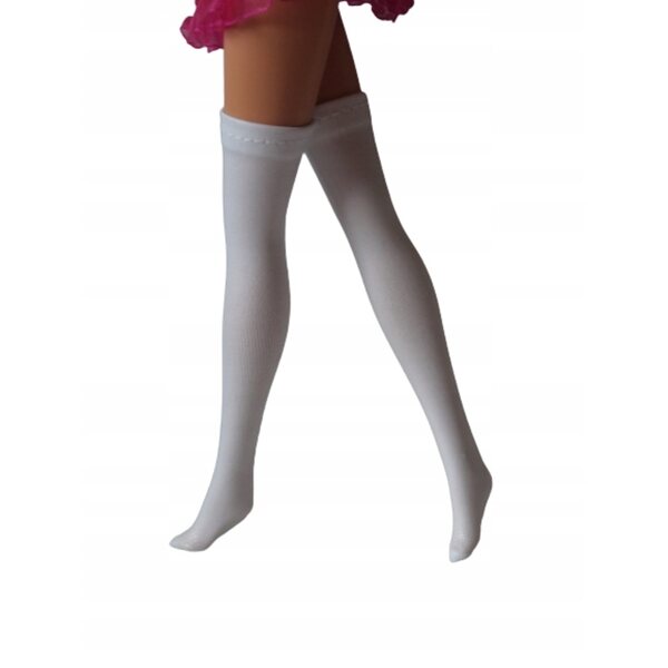 Calze bianche che imitano stivali per bambola Barbie 29 cm - ecopelle elastica