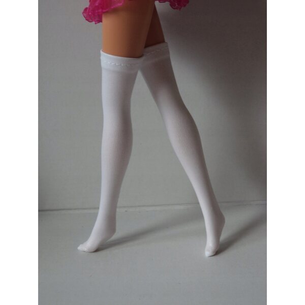 Calze bianche che imitano stivali per bambola Barbie 29 cm - ecopelle elastica