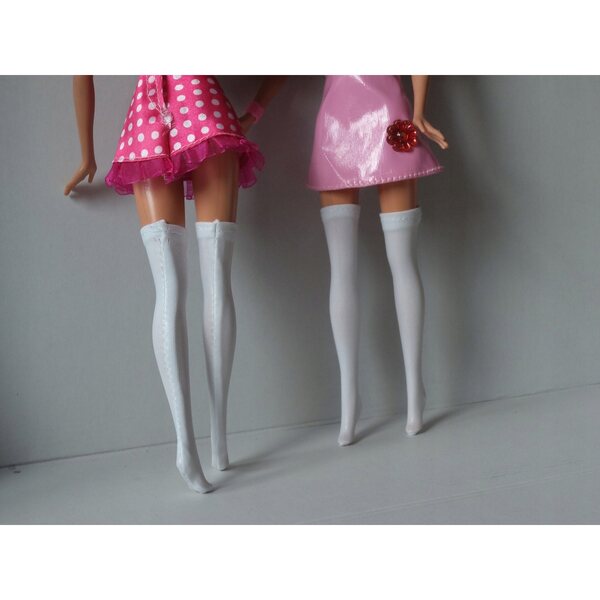 Calze bianche che imitano stivali per bambola Barbie 29 cm - ecopelle elastica
