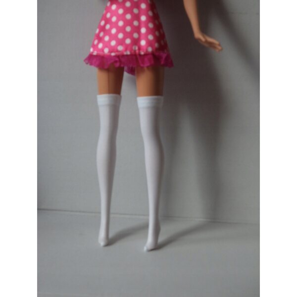 Calze bianche che imitano stivali per bambola Barbie 29 cm - ecopelle elastica