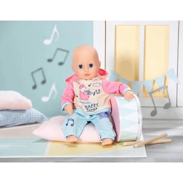 Baby Annabell 36 cm Outfit mit pfirsichfarbenem und blauem Sweatshirt und Hose