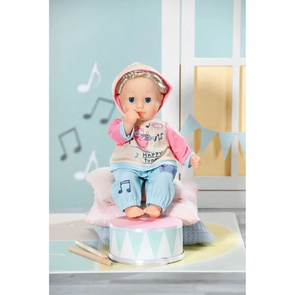 Baby Annabell 36 cm Outfit mit pfirsichfarbenem und blauem Sweatshirt und Hose