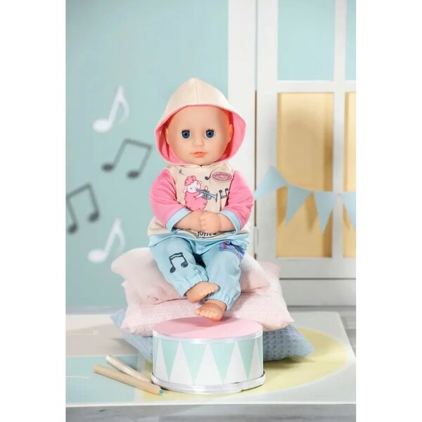Baby Annabell 36 cm Outfit mit pfirsichfarbenem und blauem Sweatshirt und Hose