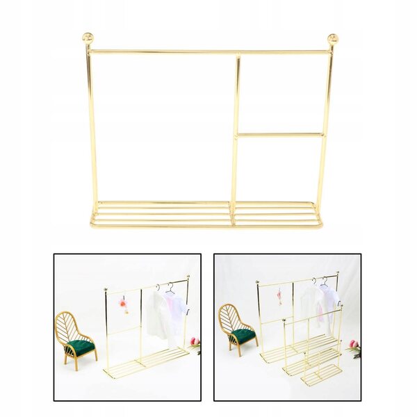 Goldene Wäscheleine aus Metall für 1/6 1/8 1/12 Puppen – 25 x 21 cm