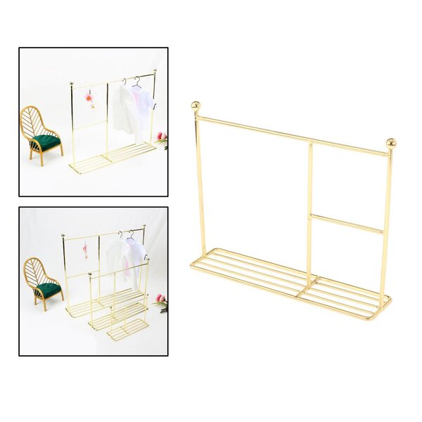 Goldene Wäscheleine aus Metall für 1/6 1/8 1/12 Puppen – 25 x 21 cm