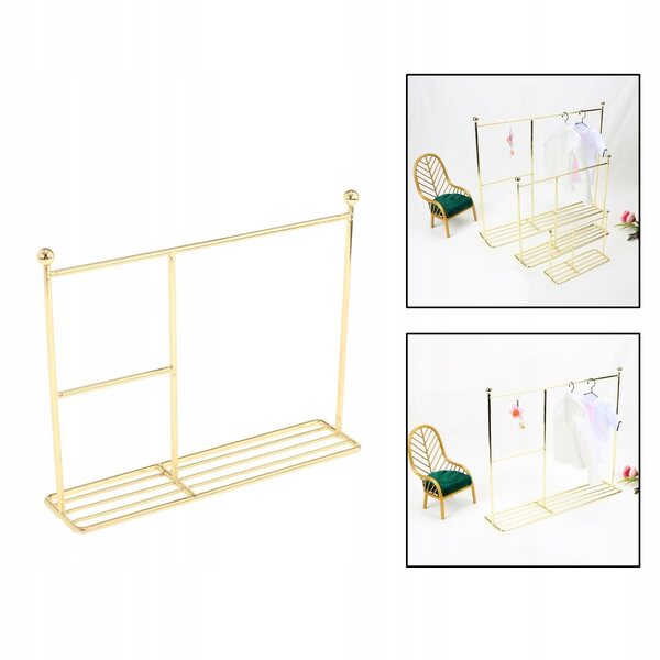 Goldene Wäscheleine aus Metall für 1/6 1/8 1/12 Puppen – 25 x 21 cm