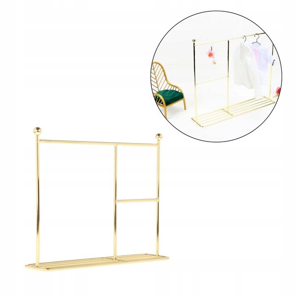 Goldene Wäscheleine aus Metall für 1/6 1/8 1/12 Puppen – 25 x 21 cm