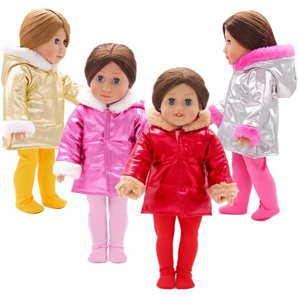 Vestiti Invernali per Bambole Americane 45-46 cm - Set 2 Pezzi Rosso Rosato