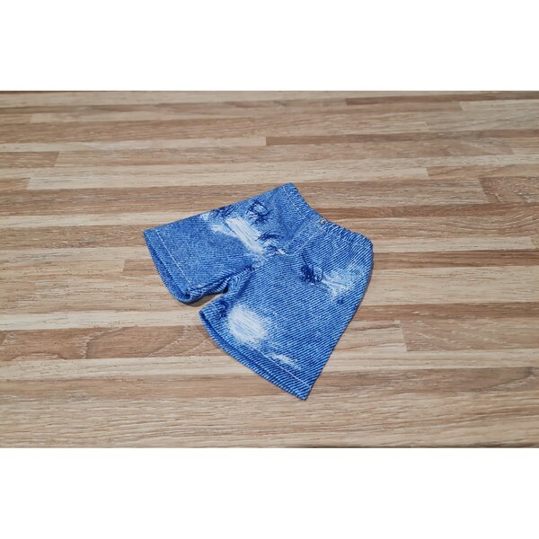 Kleidung für eine 32 cm große Paola Reina-Puppe: kurze Jeansshorts mit Perlenverzierung