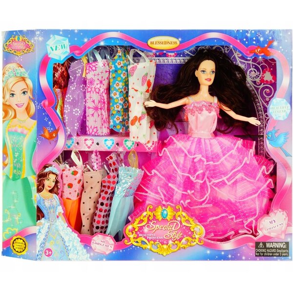 29 cm große Puppe mit 11 bunten Kleidungsstücken für Kinder ab 3 Jahren, Nicola Toys CE