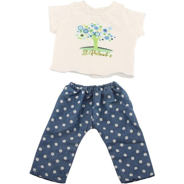 18-Zoll-Puppenkleidungsset, 2-teilig, gepunktetes T-Shirt und Hose, Freizeitkleidung