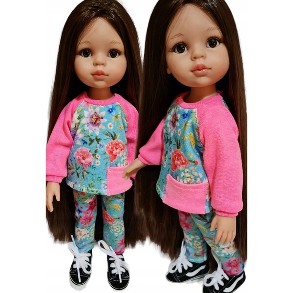 Completo abbigliamento per bambola Paola Reina 32 cm bluza e getry multicolore