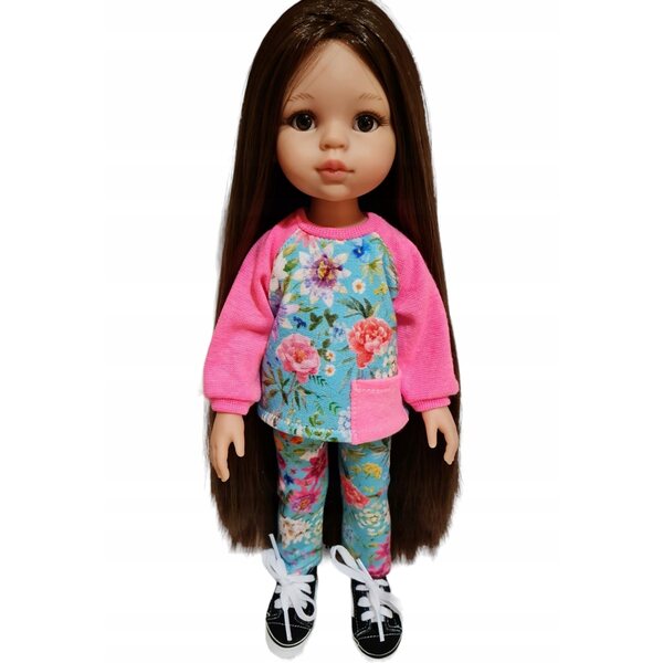 Completo abbigliamento per bambola Paola Reina 32 cm bluza e getry multicolore