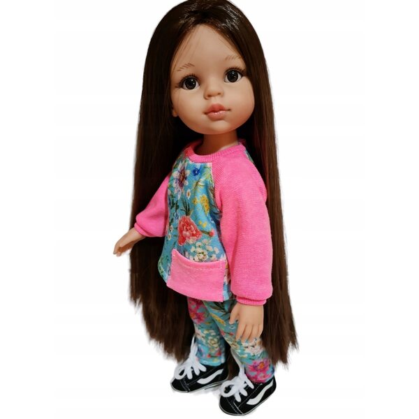 Completo abbigliamento per bambola Paola Reina 32 cm bluza e getry multicolore