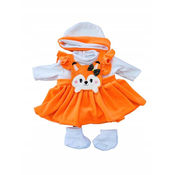 Komplettes orangefarbenes Kleidungsset für 40–45 cm große Puppen mit Strampler und Pullover