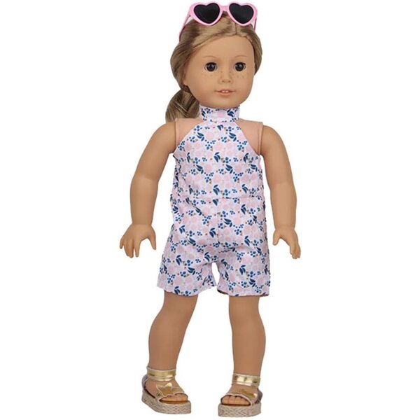 Lässiges Blumenkleid für 18-Zoll-amerikanische Puppen – Kleidungsset 43–46 cm
