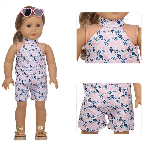 Lässiges Blumenkleid für 18-Zoll-amerikanische Puppen – Kleidungsset 43–46 cm