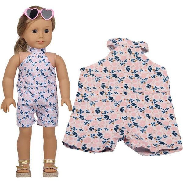 Lässiges Blumenkleid für 18-Zoll-amerikanische Puppen – Kleidungsset 43–46 cm