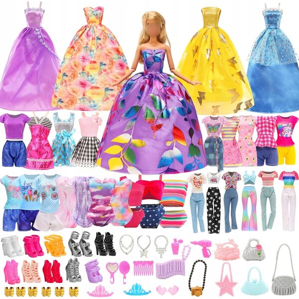 44-teiliges Set aus Kleidung und Accessoires für Puppen – komplett und farbenfroh für Mädchen
