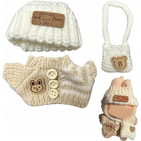 La-bu-bu-Set für 17-cm-Puppen, beige, handgefertigte Accessoires